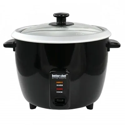 Better Chef 8 Cup Automatic Rice Cooker in Black With Rice Paddle and Measuring