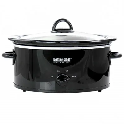 Better Chef 3 Quart Oval Slow Cooker with Removable Stoneware Crock in Black