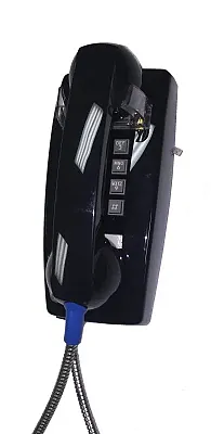 Cortelco 2554-ARC-BK 255400Arc20M Wall Phone W/Armored Cord