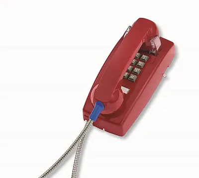 Cortelco 2554-ARC-RD 255447Arc20M Wall Phone W/Armored Cord