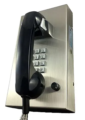 Cortelco VR16SS Stainless Steel Phone With Armored Cord