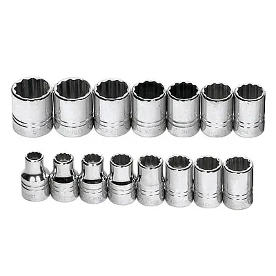 Williams 1/2??? Drive Shallow Metric Socket Set On Clip Rail 12-Point (15 Piece)