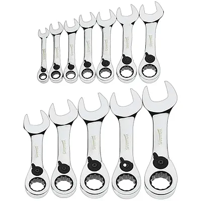 Williams Metric Stubby Reversible Ratcheting Combination Wrench Set 12-Point (12