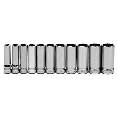 Williams 1/2&quot; Drive Deep Sae Socket Set On Clip Rail  12-Point (11 Piece)