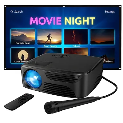 Karaoke Usa Kproj720013M All-In-1 720P Mini Bluetooth Projector Set With Screen,