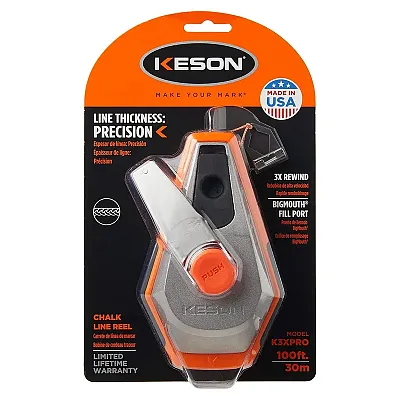 Keson Chalk Line Reel With 3X Rewind - 100 Ft.
