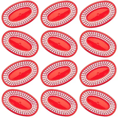12 Large Red Plastic Food Baskets KFST-001