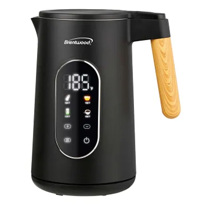Brentwood 1.7L 1100W Cordless Cool Touch Digital Electric Kettle in Black with T
