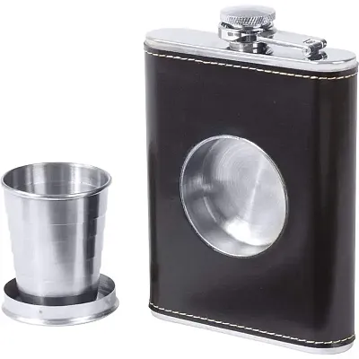 Maxam 6.8oz Stainless Steel Flask with Built-In Cup-KTFLKCUP