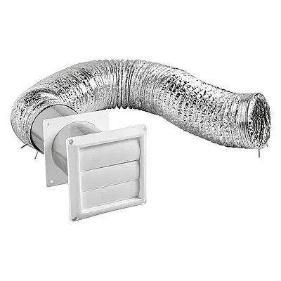 Lambro 1379W 4-In. X 8-Ft. Ul 2158A Transition Duct Louvered Vent Kit