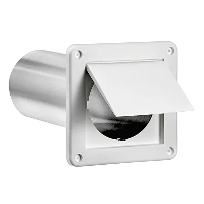 Lambro 1422Wtp-R 4-In. Plastic Wall Exhaust Dryer Vent With Single Flap And 11-I