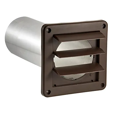 Lambro 267B-B 4-In. Plastic Wall Exhaust Louvered Dryer Vent With 11-In. Pipe, N