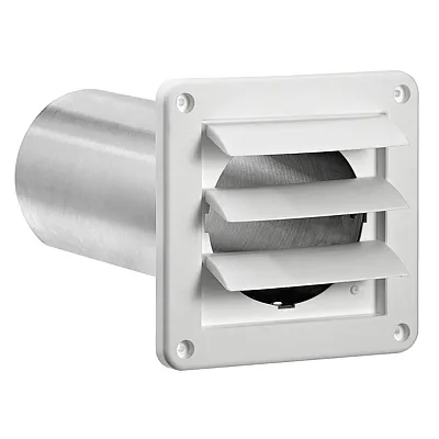 Lambro 267W-B 4-In. Plastic Wall Exhaust Louvered Dryer Vent With 11-In. Pipe, N