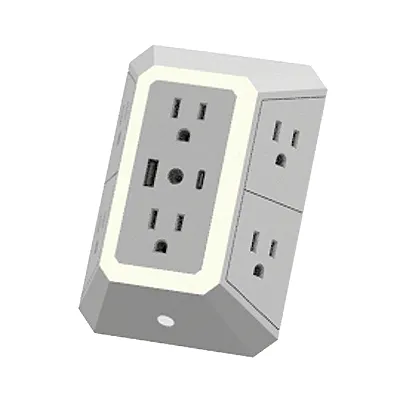 Ciao Tech Cpazy00-026 6-Ac Outlet And 2-Usb Port 540-Joules Surge Protector Wall