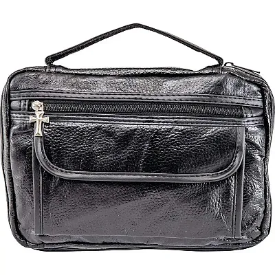 Embassy Italian Stone Design Black Genuine Leather Bible Cover-LULBIBLE