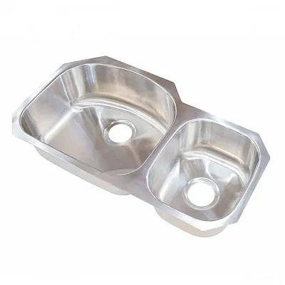 LIPPERT COMP 388415 32X17X7 Offset Double Bowl Sink; Dr