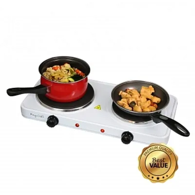 MegaChef Electric Easily Portable Ultra Lightweight Dual Burner Cooktop Buffet R