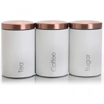 MegaChef Essential Kitchen Storage 3 Piece Sugar, Coffee and Tea Canister Set in