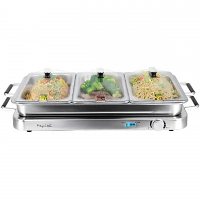 MegaChef 3-in-1 Electric Chaffing Buffet Server and Warming Tray with Triple 2.6