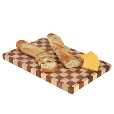 MegaChef 16x10 Checkerboard Acacia Wood and Rubber Wood Serving and Cutting Boar