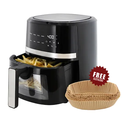 MegaChef 4 Quart Digital LED Display Electric Air Fryer with Transparent Window