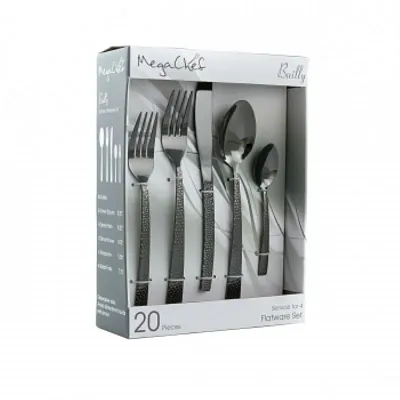 MegaChef Baily 20 Piece Flatware Utensil Set, Stainless Steel Silverware Metal S