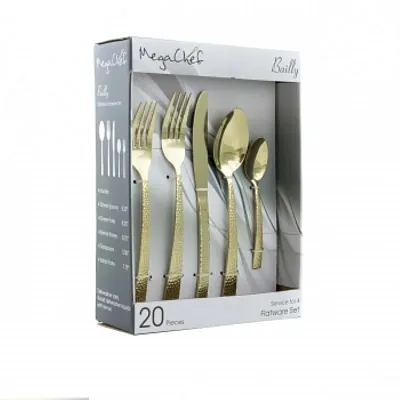 MegaChef Baily 20 Piece Flatware Utensil Set, Stainless Steel Silverware Metal S