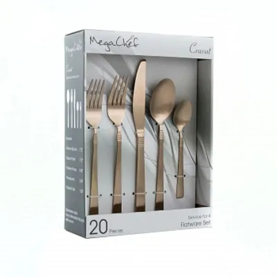 MegaChef Cravat 20 Piece Flatware Utensil Set, Stainless Steel Silverware Metal