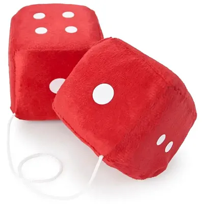 Pair of Red 3in Hanging Fuzzy Dice MDIC-001