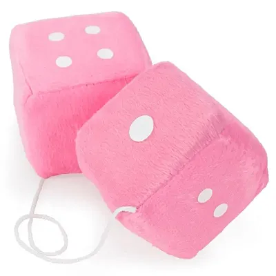 Pair of Pink 3in Hanging Fuzzy Dice MDIC-003