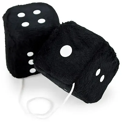 Pair of Black 3in Hanging Fuzzy Dice MDIC-005
