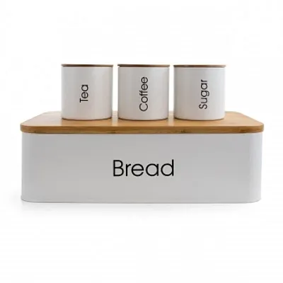 MegaChef Kitchen Food Storage and Organization 4 Piece Canister Set in White