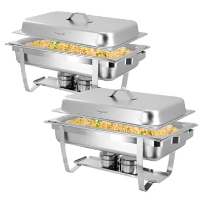 MegaChef 9.5 Quart Stackable Stainless Steel Professional Chafing Dish/Food Warm