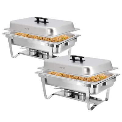MegaChef 9.5 Quart Foldable Stainless Steel Professional Chafing Dish/Food Warme