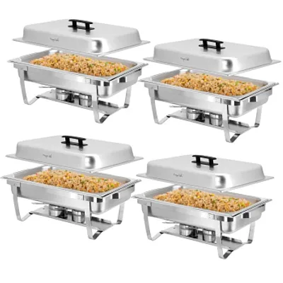 MegaChef 9.5 Quart Foldable Stainless Steel Professional Chafing Dish/Food Warme