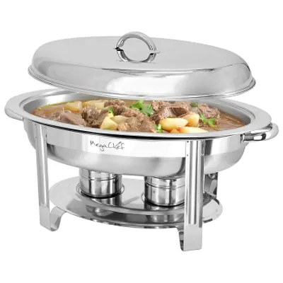MegaChef 5.8 Quart Stainless Steel Oval Professional Chafing Dish/Food Warmer/Bu