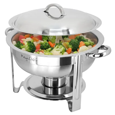 MegaChef 5.3 Quart Round Stainless Steel Professional Chafing Dish/Food Warmer/B