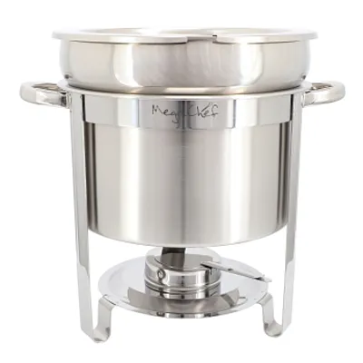 MegaChef 11.6 Quart Round Stainless Steel Professional Soup Chafing Dish in Silv
