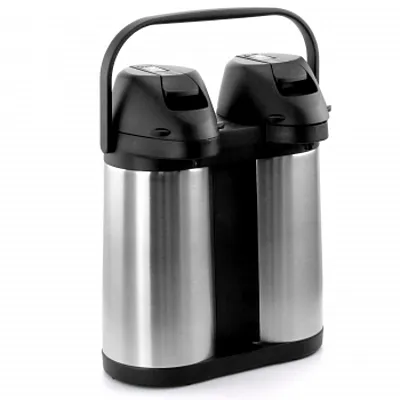 MegaChef Dual 2 Quart Stainless Steel Airpot, Hot Water Dispenser for Coffee and
