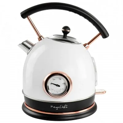 MegaChef 1.8 Liter Half Circle Electric Tea Kettle with Thermostat in White