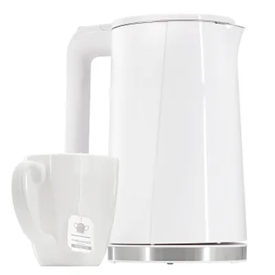 MegaChef 1.8 Quart Stainless Steel Electric Tea Kettle in White