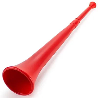 Red 26in Plastic Vuvuzela Stadium  Horn, Collapses to 14in MNSM-