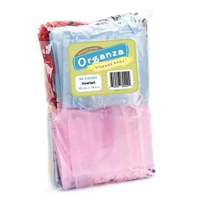 Lot of 50 Drawstring Organza Storage Bags (Mixed Colors) MORG-00