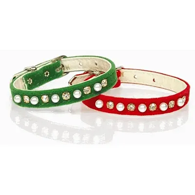 Mirage Pet Products Christmas Velvet Collar - Green - Medium (#14)