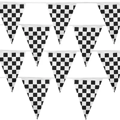 Black & White Checker 100 Foot Pennant Stringer w/48 Flags MPAR-