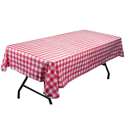 Red and White Vinyl Table Cloth with Flannel Backing MPAR-401