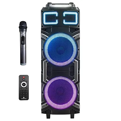 Maxpower 2 X 10&quot;Karaoke Trolley Speaker With X-Bass Bluetooth & Rechargeable Bat
