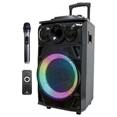 Maxpower 12&quot; Heavy Duty Karaoke Bluetooth Speaker With Heavy Bass And Wireless M
