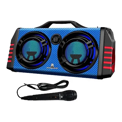 Maxpower Portable Dual 8&quot; Karaoke Bluetooth Speaker With Flashing Led Lights (Bl