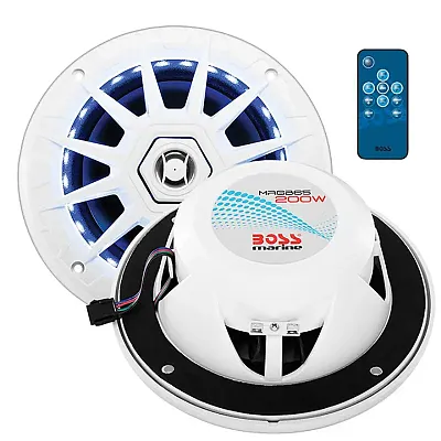 Boss Audio Marine White 6.5&quot; 2 Way Speaker (Pair) Multi Color Il